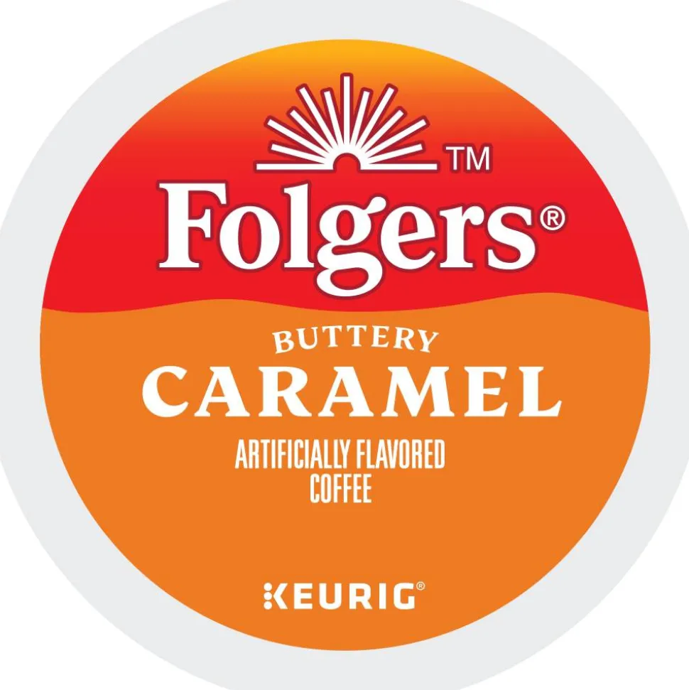 Folgers Buttery Caramel Keurig Single Serve K-Cup Pods, 24 Pods Per Pack, Case Of 4 Packs