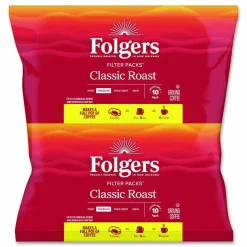 Folgers Coffee Filter Packs, Classic Roast, Medium, Pack Makes Up to 10 Cups, 160 Packs/Carton