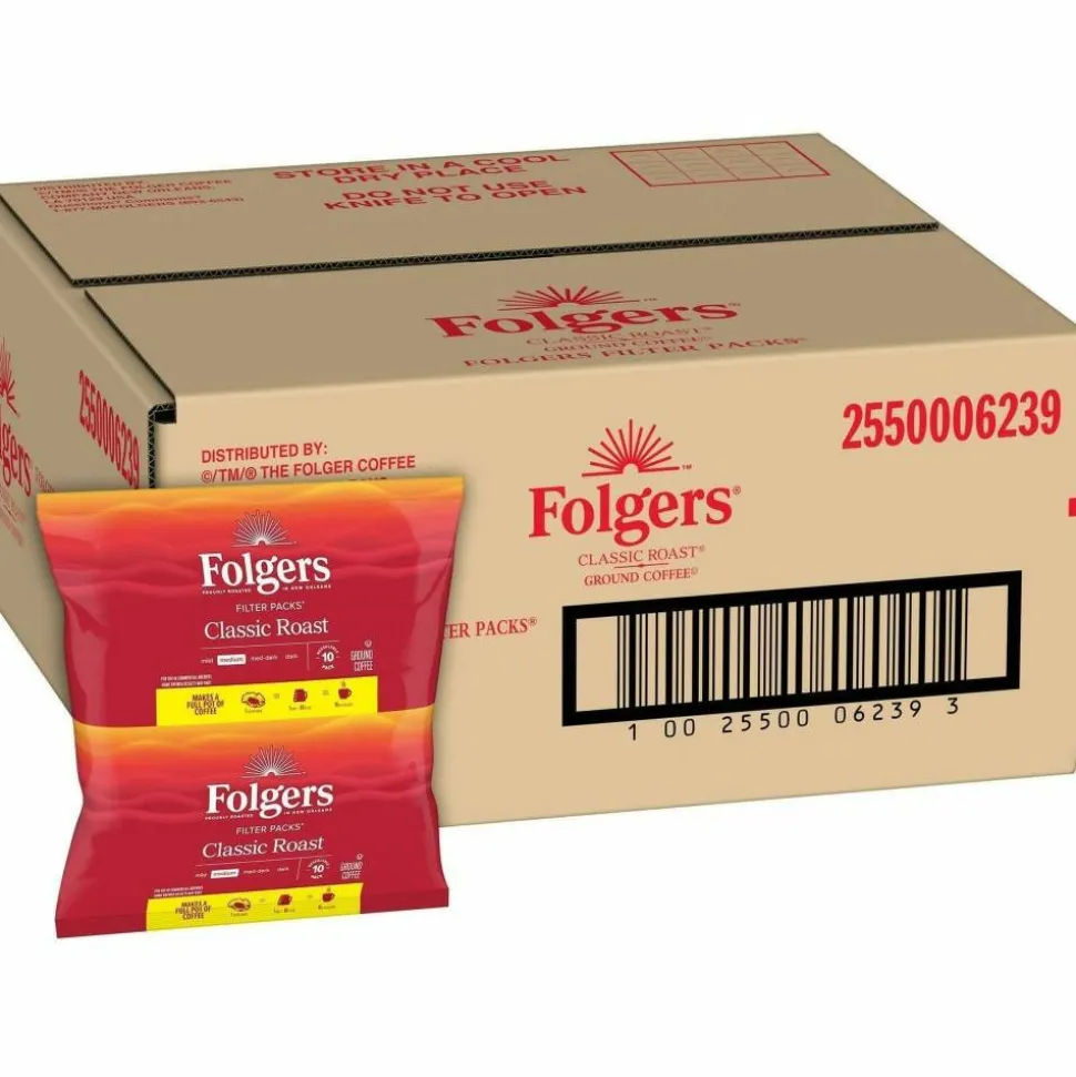 Folgers Coffee Filter Packs, Classic Roast, 0.9 oz, 10 Filters/Pack, 4 Packs/Carton