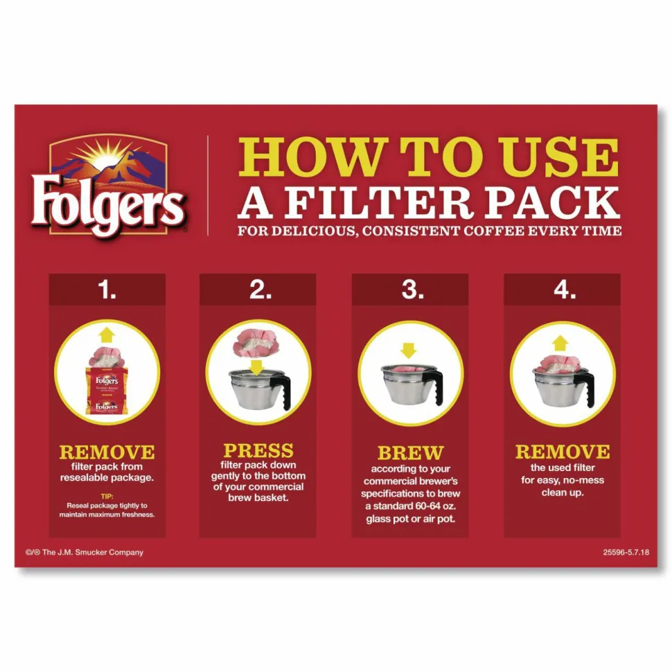 Folgers Coffee Filter Packs, Classic Roast, 0.9 oz, 10 Filters/Pack, 4 Packs/Carton