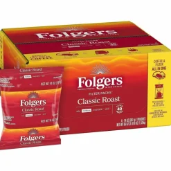 Folgers Coffee Filter Packs, Classic Roast, 1.4 oz Pack, 40/Carton