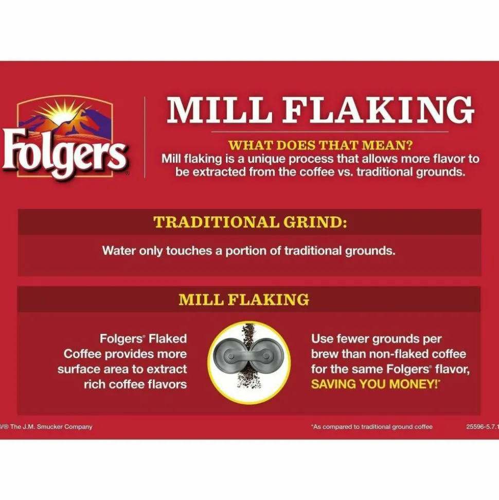 Folgers Coffee, Fraction Pack, Classic Roast, Medium Roast, Packet Makes 6 Cups, 42/Carton