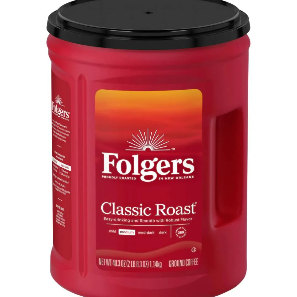 Folgers Ground Coffee, Classic Roast, Medium Roast, 40.3 oz, 1 Canister
