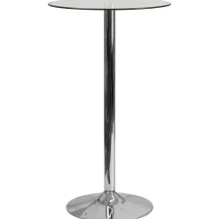 Fredrick 23.75'' Round Glass Table with 41.75''H Chrome Base