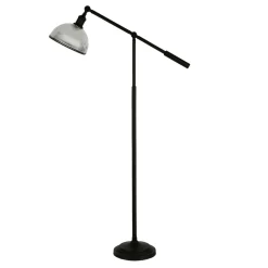 Frenkel 58" Tall Floor Lamp with Ribbed Glass Shade in Blackened Bronze/Clear