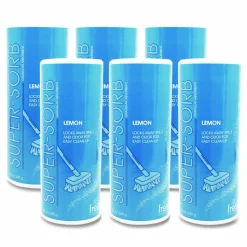 Fresh Products Super-Sorb Liquid Spill Absorbent, Lemon Scent, 720 oz Absorbing Volume, 12 oz Shaker Can, 6/Box