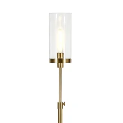 Frieda 66" Tall Floor Lamp with Glass Shade in Brass/Clear