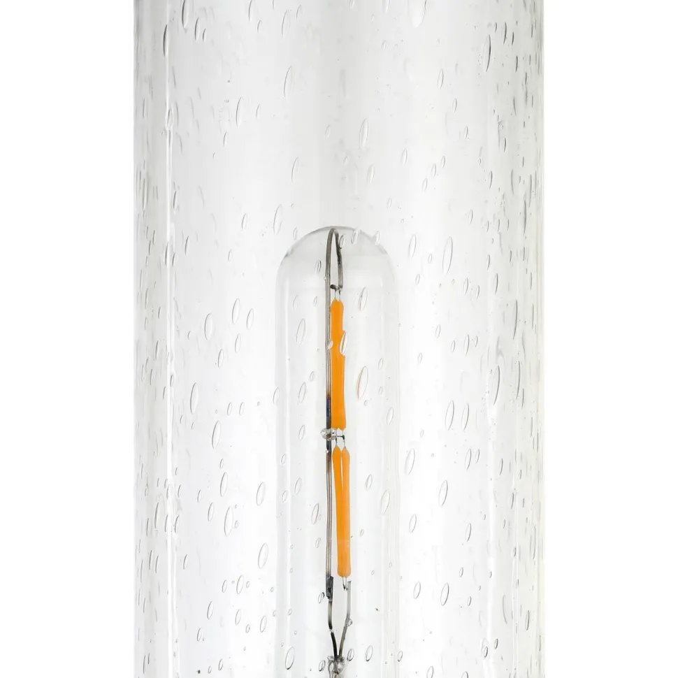 Frieda 26.68" Tall Table Lamp with Glass Shade in Blackened Bronze/Seeded