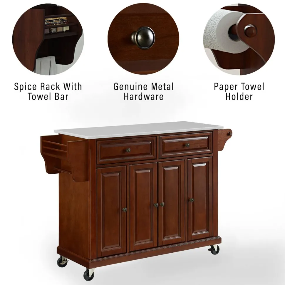 Full Size Granite Top Kitchen Cart