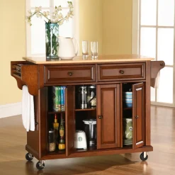 Full Size Wood Top Kitchen Cart