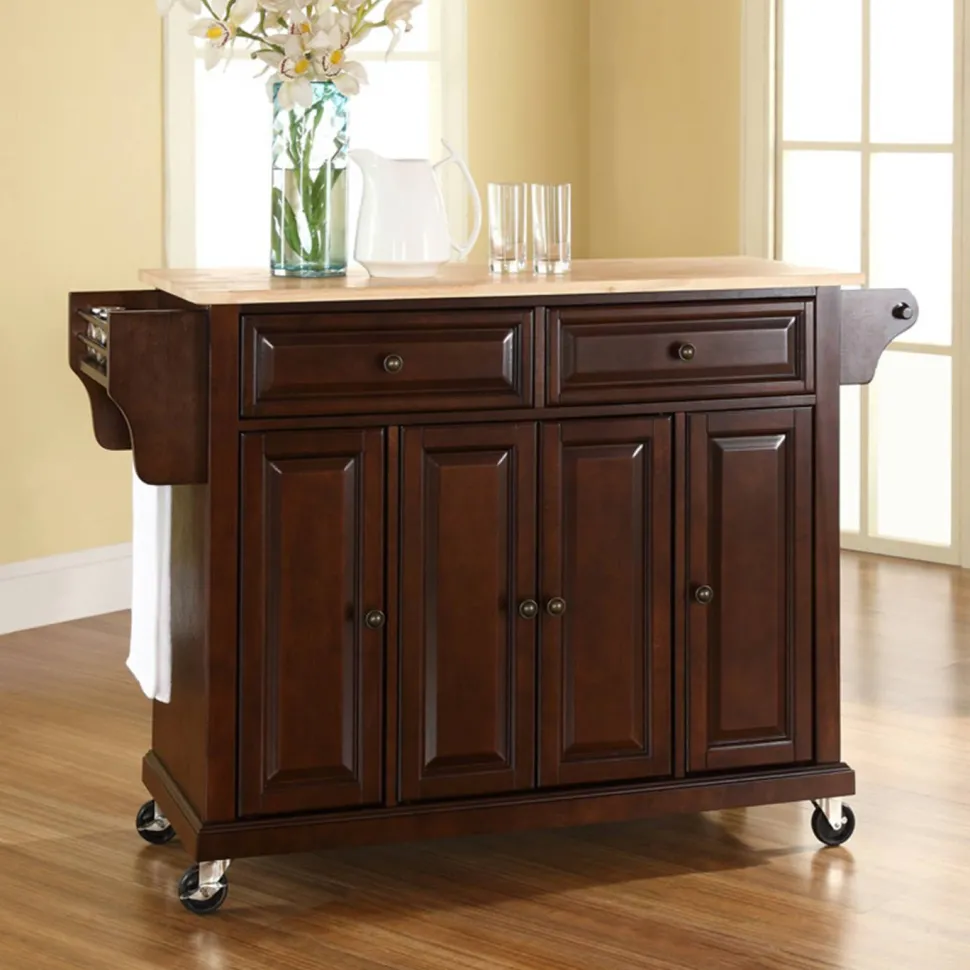 Full Size Wood Top Kitchen Cart
