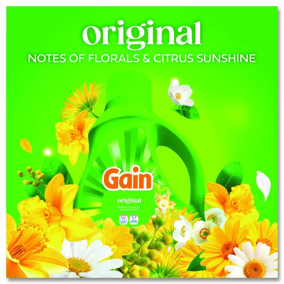 Gain Liquid Laundry Detergent, Gain Original Scent, 42 oz Bottle, 6/Carton