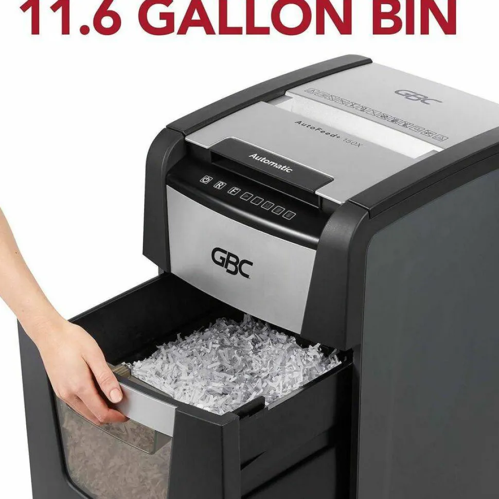 GBC AutoFeed+ 150X Micro-Cut Home Office Shredder, 150 Auto/8 Manual Sheet Capacity