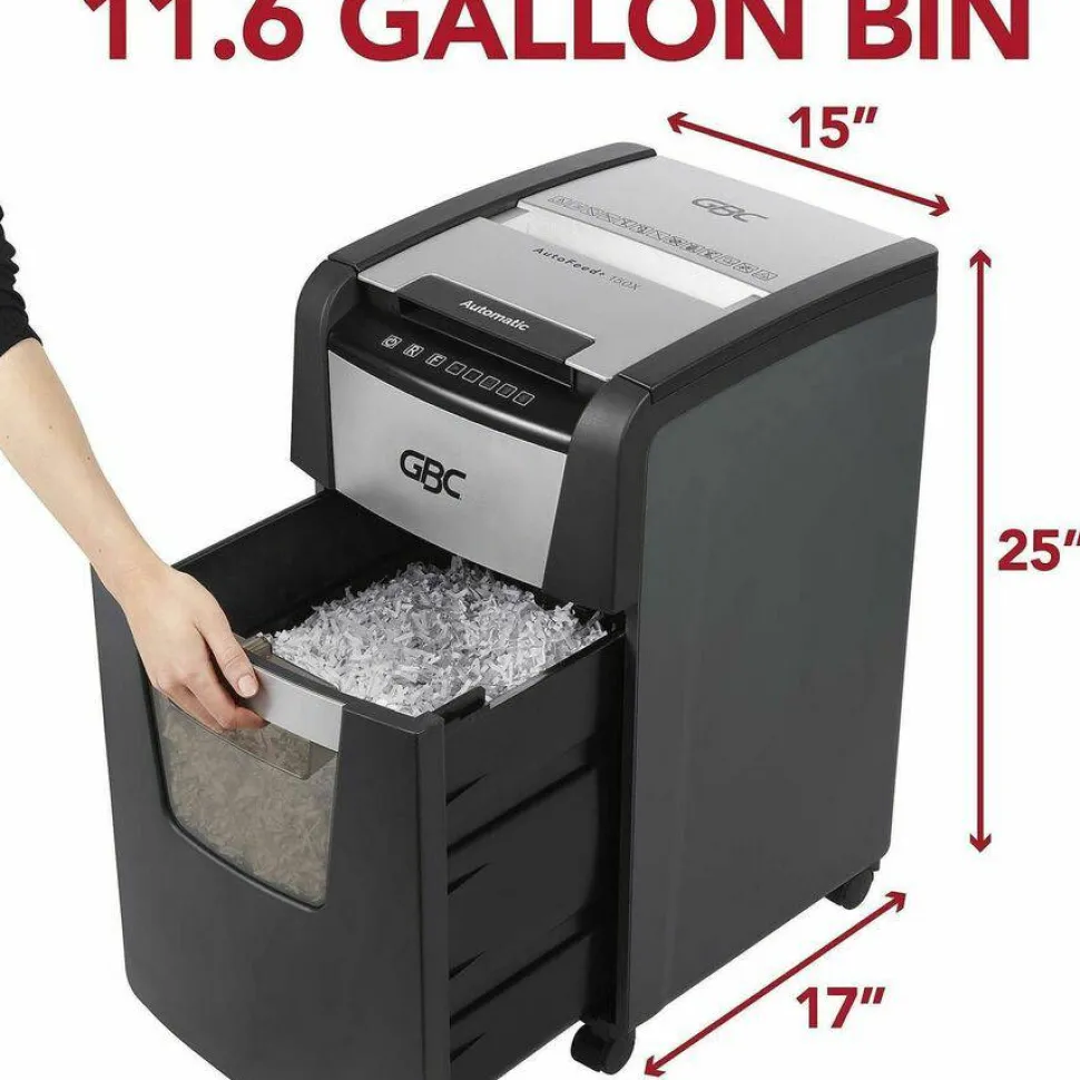 GBC AutoFeed+ 150X Micro-Cut Home Office Shredder, 150 Auto/8 Manual Sheet Capacity