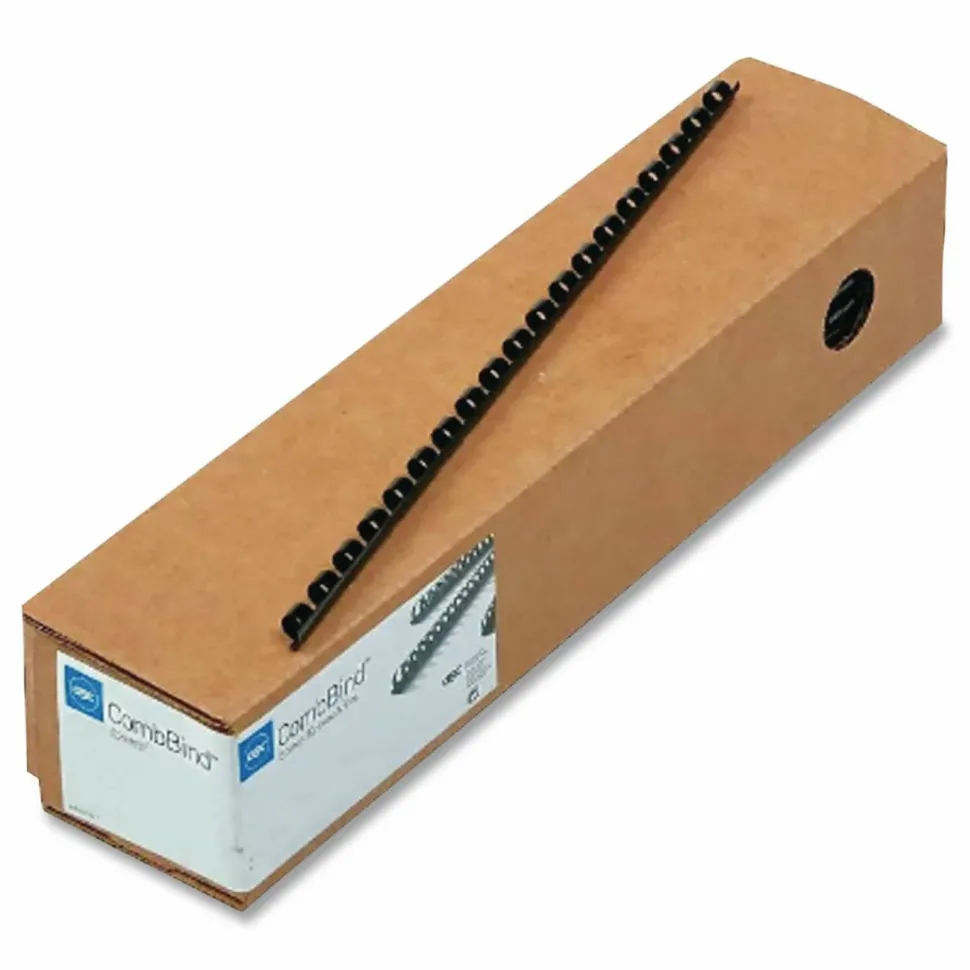 GBC CombBind Standard Spines for 11 x 8.5 Documents, 19 Rings, 0.38" (60-Sheet) Capacity, Black, 100/Box