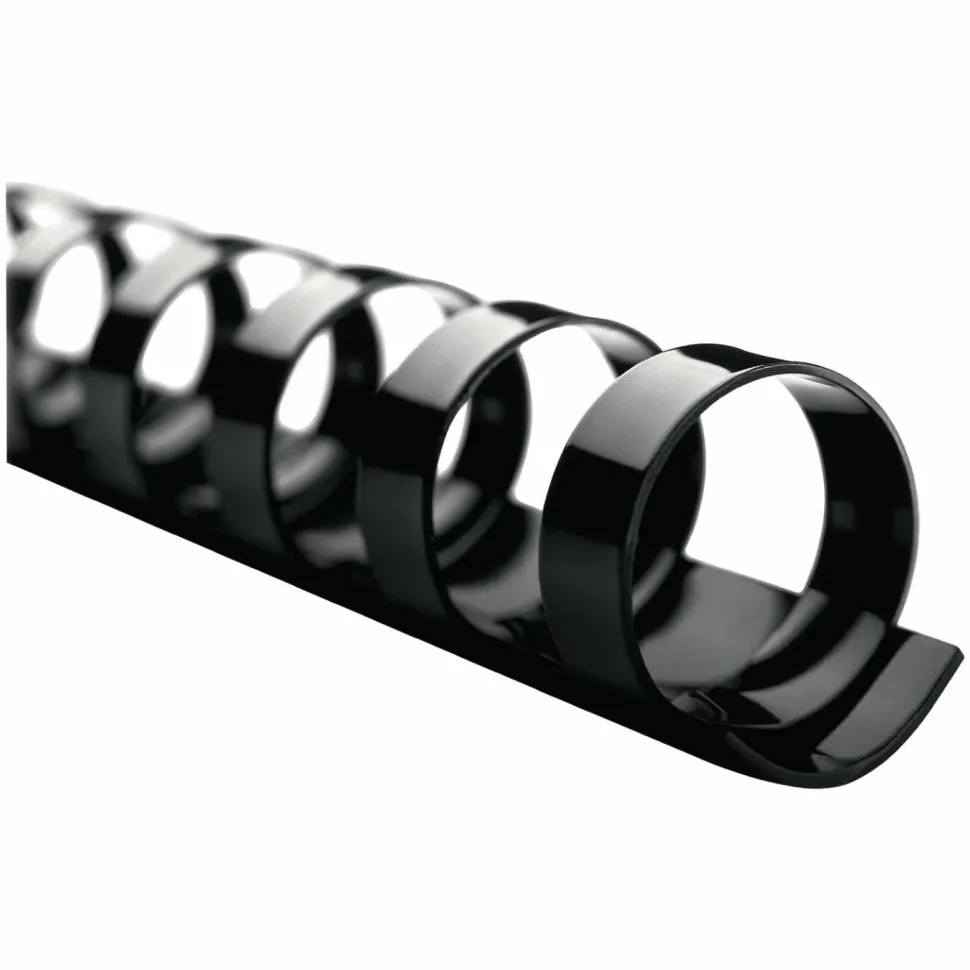 GBC CombBind Standard Spines for 11 x 8.5 Documents, 19 Rings, 0.38" (60-Sheet) Capacity, Black, 100/Box