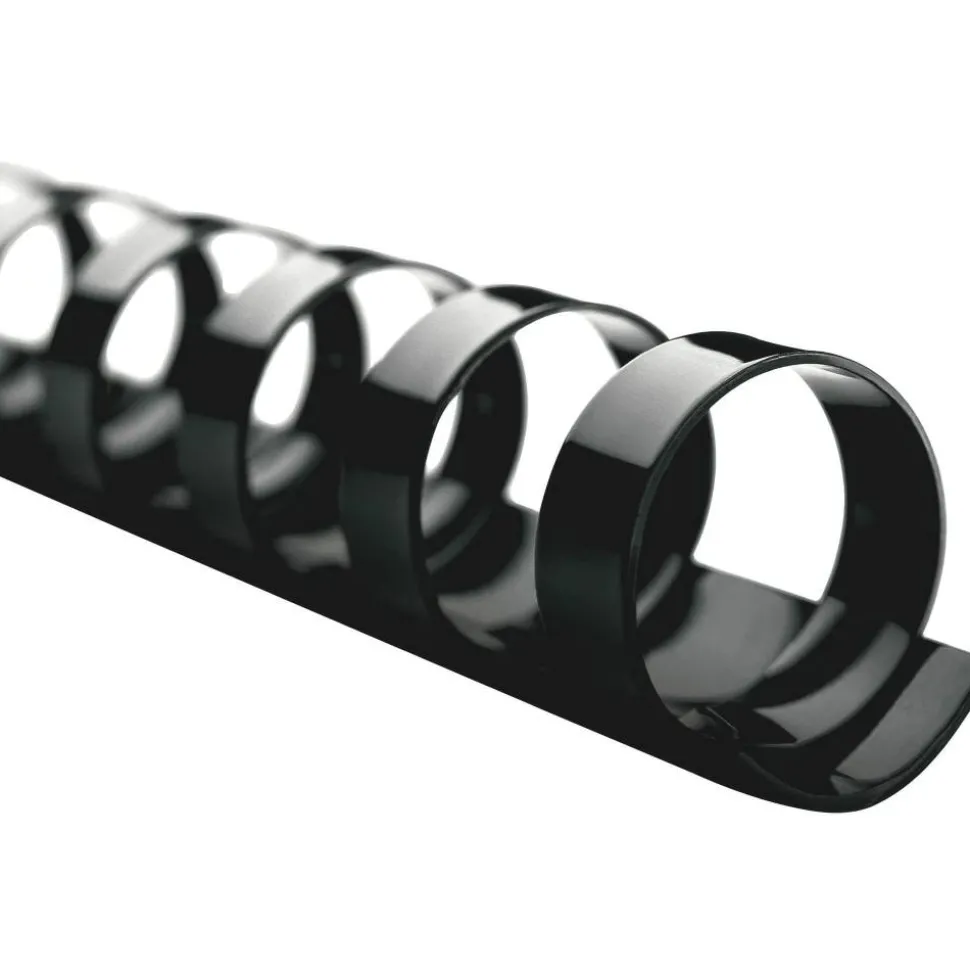 GBC CombBind Standard Spines for 11 x 8.5 Documents, 19 Rings, 1.5" (330-Sheet) Capacity, Black, 100/Box