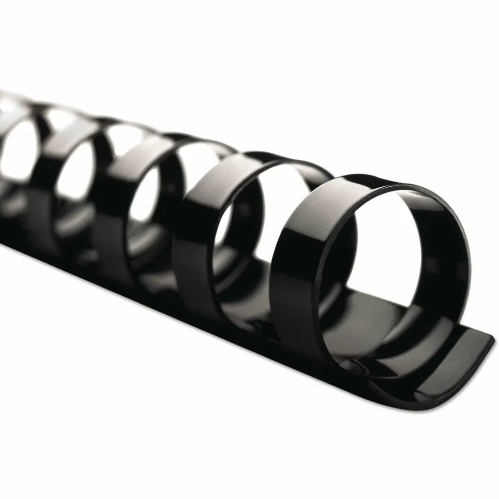 GBC CombBind Standard Spines for 11 x 8.5 Documents, 19 Rings, 1.5" (330-Sheet) Capacity, Black, 100/Box