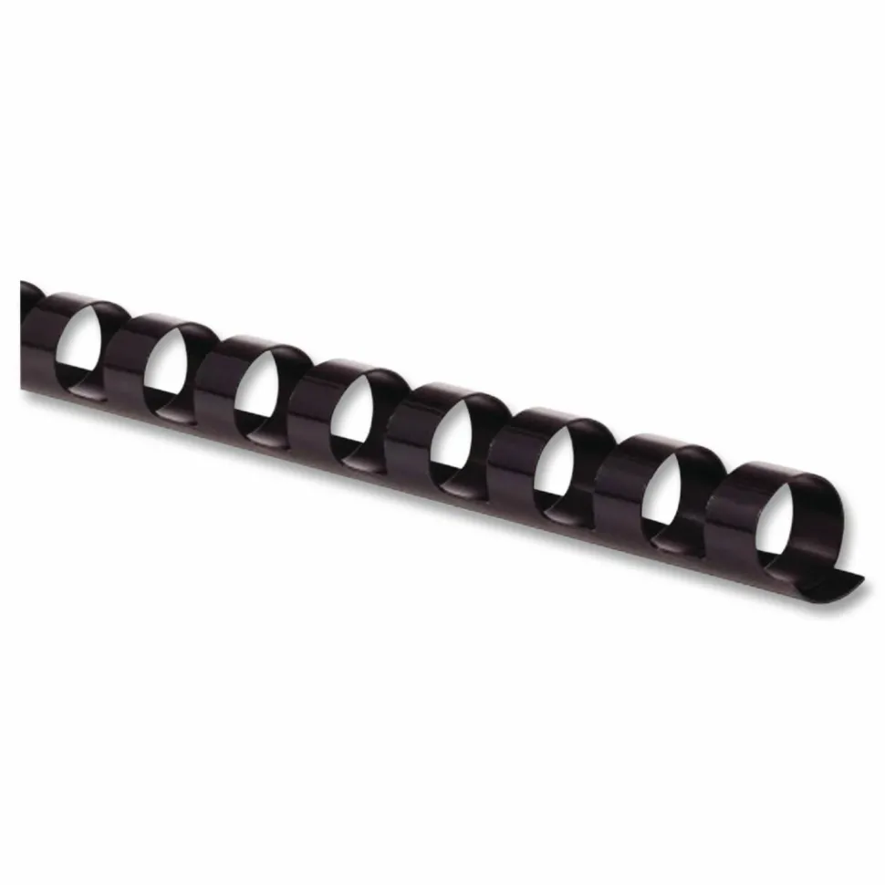 GBC CombBind Standard Spines for 11 x 8.5 Documents, 19 Rings, 0.25" (25-Sheet) Capacity, Black, 100/Box