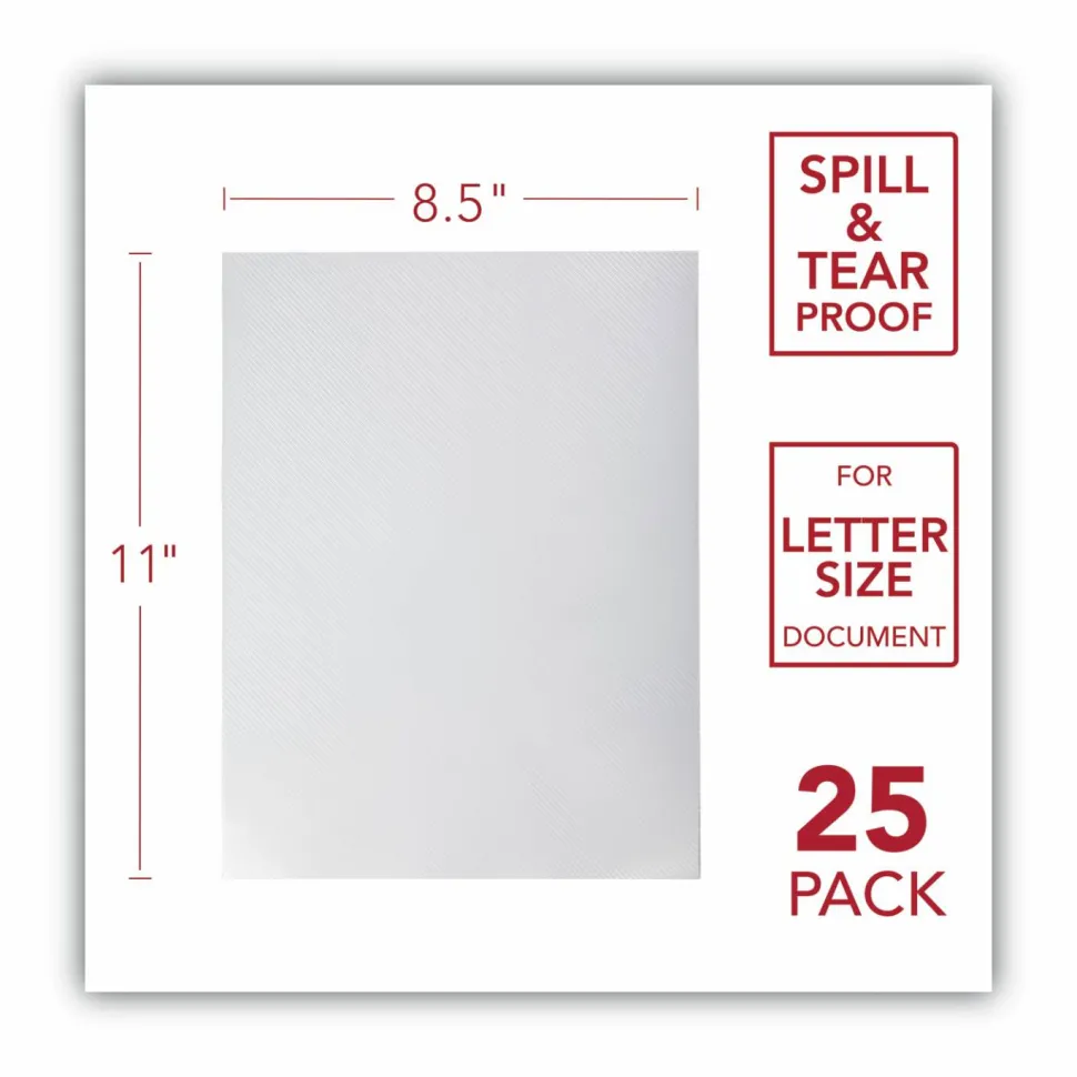GBC Design View Poly Presentation Covers for Binding Systems, Lined Pattern, Plastic, Square Corners, 11 x 8.5, Clear, 25/Pack