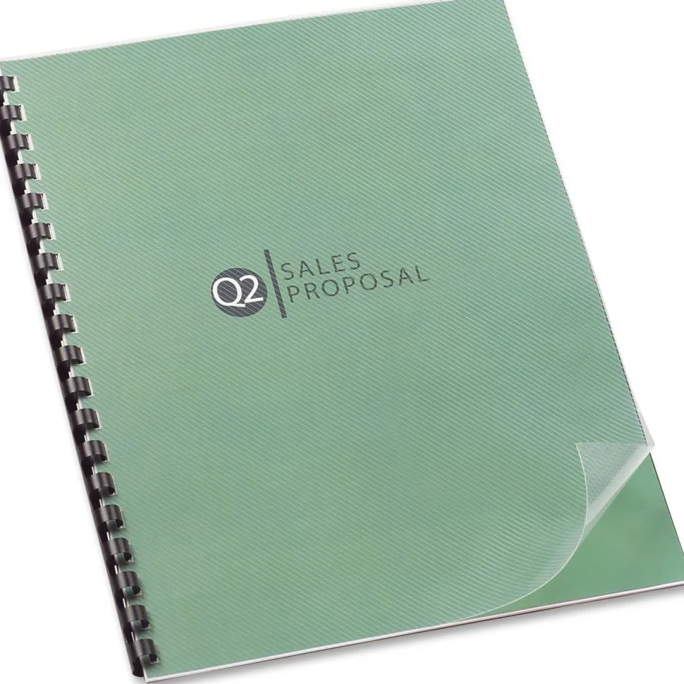 GBC Design View Poly Presentation Covers for Binding Systems, Lined Pattern, Plastic, Square Corners, 11 x 8.5, Clear, 25/Pack