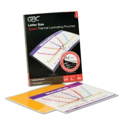GBC EZUse Thermal Laminating Pouches, 5 mil, 9" x 11.5", Gloss Clear, 100/Box