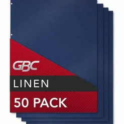 GBC Linen Textured Standard Presentation Covers for Binding Systems, Paper, Round Corners, 11.25 x 8.75, Navy, 50/Pack