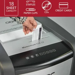 GBC Momentum X18-12 Micro-Cut P-4 Anti-Jam Shredder, 18 Manual Sheet Capacity