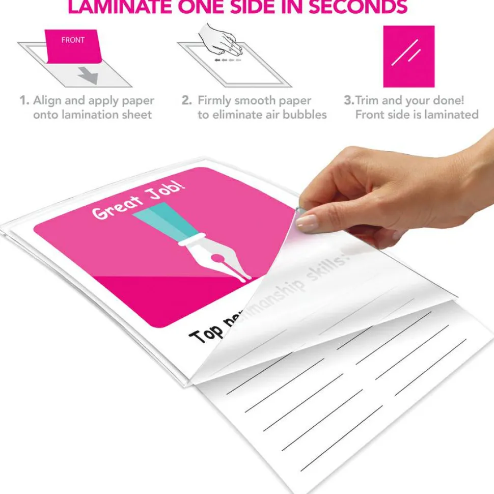 GBC SelfSeal Self-Adhesive Laminating Pouches and Single-Sided Sheets, 3 mil, 9" x 12", Gloss Clear, 10/Pack