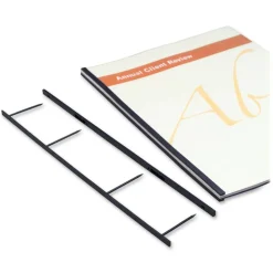 GBC VeloBind Reclosable Spines for 11 x 8.5 Documents, 4 Pins, 1.25" (200-Sheet) Capacity, Black, 25/Pack