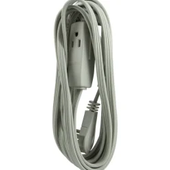 GE 3 Outlet Extension Cord, 15' Long Cord, Flat Plug, Gray, 43026