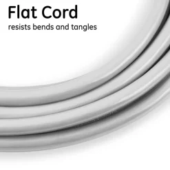 GE 3 Outlet Extension Cord, 25' Long Cord, Flat Plug, Gray, 43025