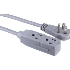 GE 3 Outlet Extension Cord, 25' Long Cord, Flat Plug, Gray, 43025