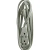 GE 3 Outlet Extension Cord, 8' Long Cord, Flat Plug, Gray, 43027