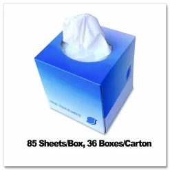 GEN Facial Tissue Cube Box, 2-Ply, White, 85 Sheets/Box, 36 Boxes/Carton