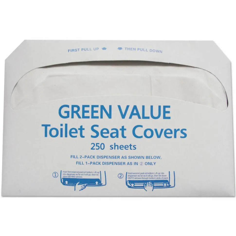 GEN Half-Fold Toilet Seat Covers, 14.75 x 16.5, White, 5,000/Carton