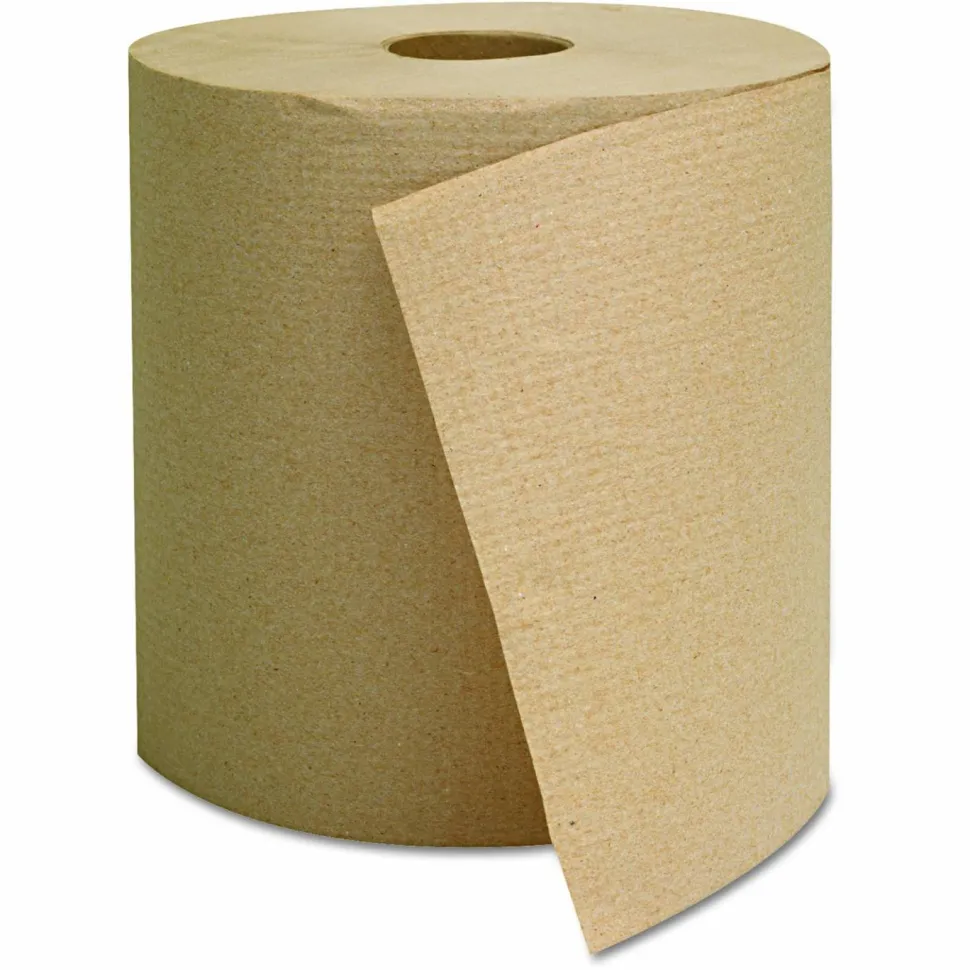 GEN Hardwound Roll Towels, 1-Ply, 8" x 800 ft, Brown, 6 Rolls/Carton