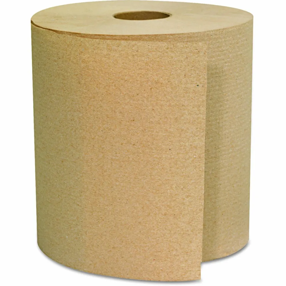 GEN Hardwound Roll Towels, 1-Ply, 8" x 800 ft, Brown, 6 Rolls/Carton