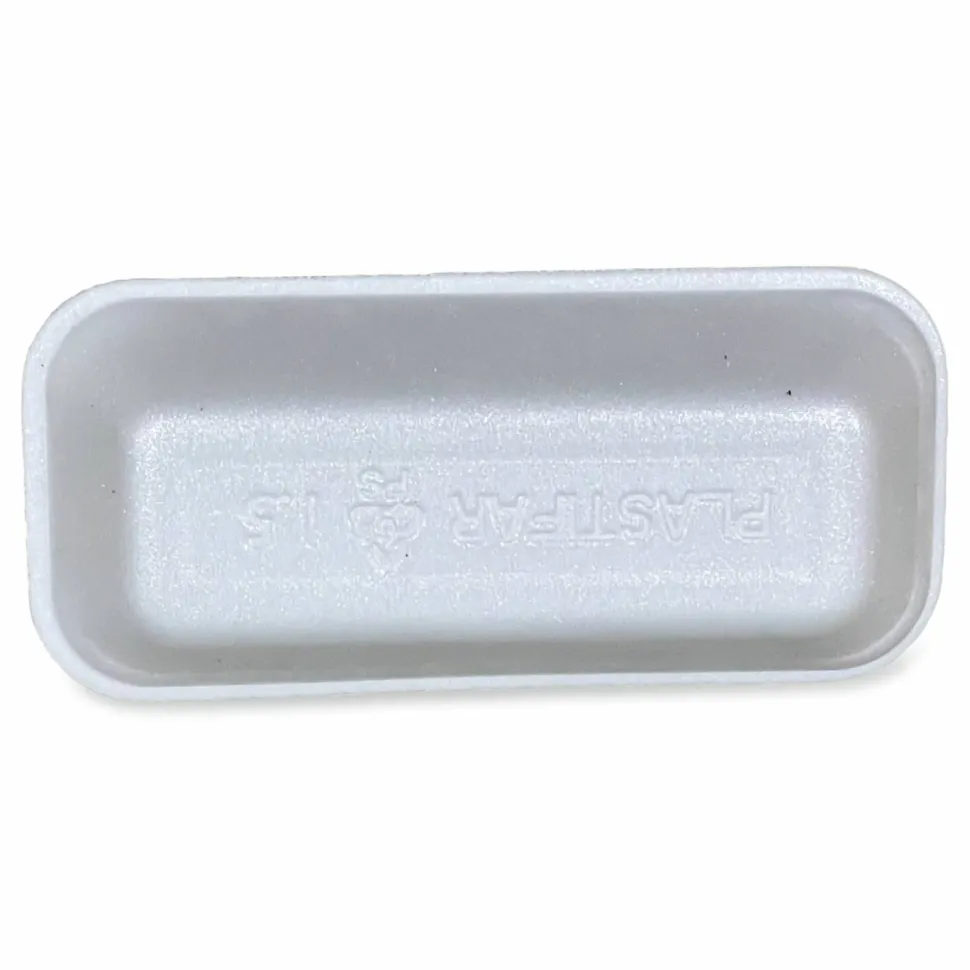 GEN Meat Trays, #1.5, 1-1/8”H x 8-7/16”W x 4”D, White, Pack Of 1,000 Trays