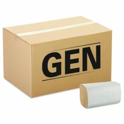 GEN Single-Fold Paper Towels, 1-Ply, 9 x 9.25, Kraft, 334/Pack, 12 Packs/Carton