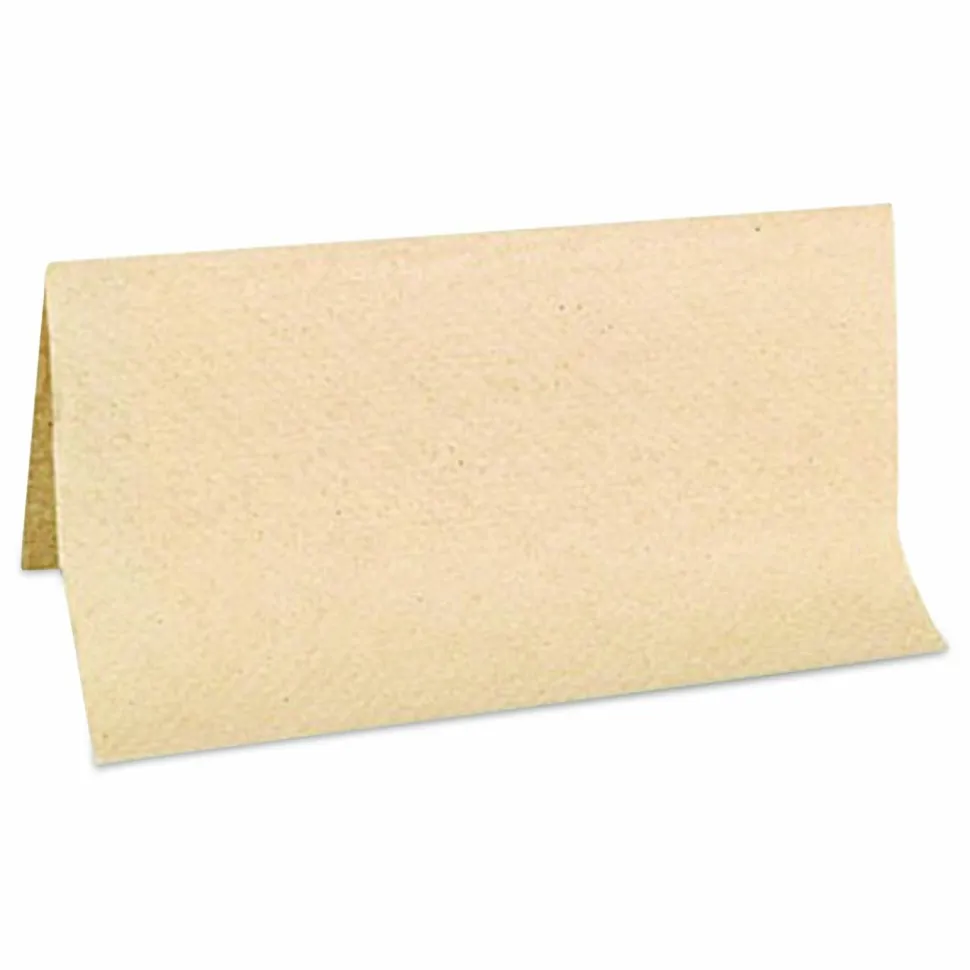 GEN Single-Fold Paper Towels, 1-Ply, 9 x 9.25, Kraft, 334/Pack, 12 Packs/Carton