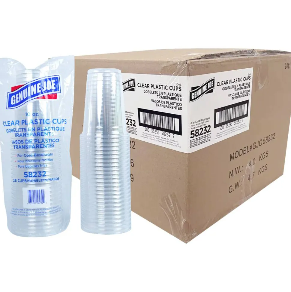 Genuine Joe 10 oz Clear Plastic Cups