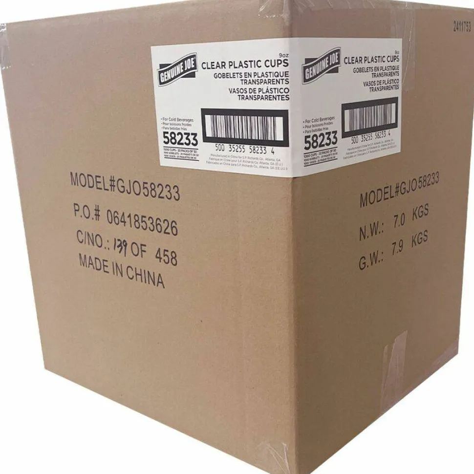 Genuine Joe 9 oz Clear Plastic Cups