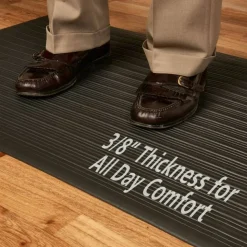 Genuine Joe Air Step Anti-Fatigue Mat, 3' x 12', Black