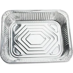 Genuine Joe Half-size Disposable Aluminum Pan - Cooking, Serving - Disposable - 0.5" Diameter - Silver - Aluminum Body - 100 / Carton