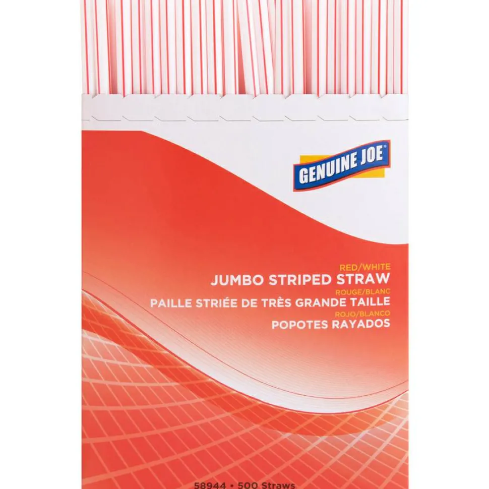 Genuine Joe Jumbo Striped Straws