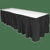 Genuine Joe Linen-Like Pleated Table Skirts, 14" x 29", Black
