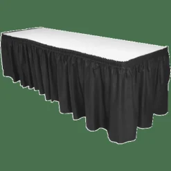 Genuine Joe Linen-Like Pleated Table Skirts, 14" x 29", Black