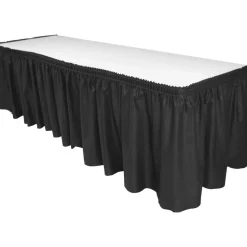 Genuine Joe Linen-Like Pleated Table Skirts, 14" x 29", Black