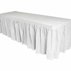 Genuine Joe Nonwoven Table Skirts - 14 ft Length x 29" Width - Adhesive Backing - Polyester - White - 6 / Carton